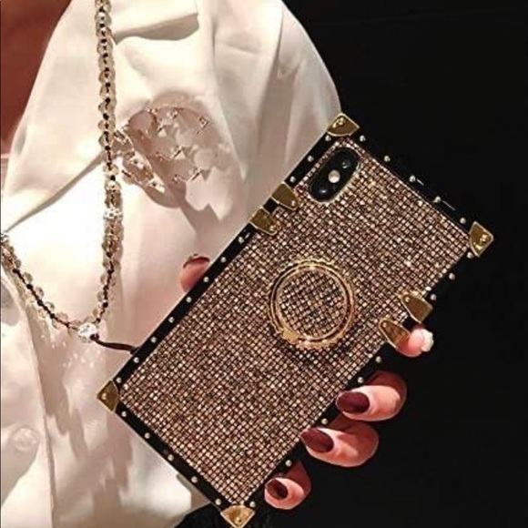 ✨Gold Bling Square iPhone Case with Finger Ring✨ - Picture 2 of 2